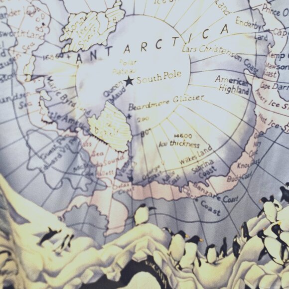 Escada rare Antarctica silk scarf map penguins ice floes polar bears - Picture 2 of 10